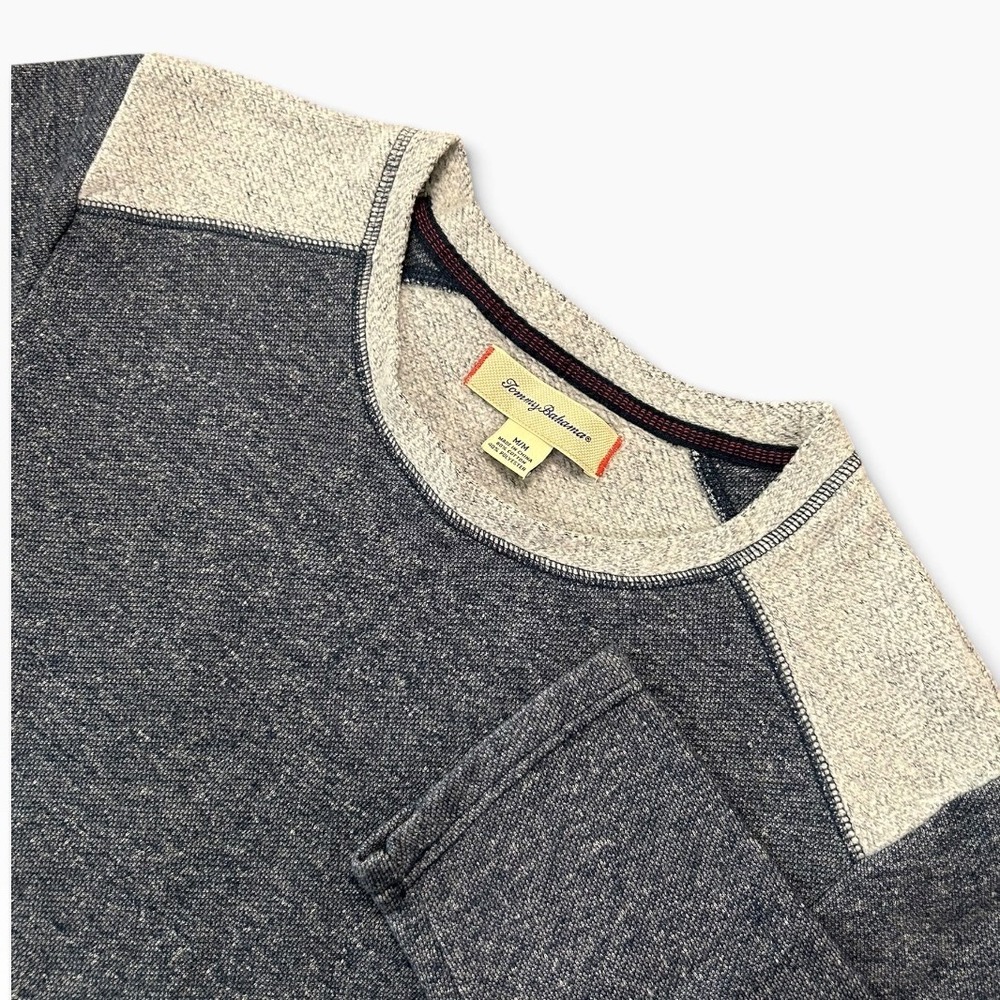 Tommy Bahama Mens Blue Marl Long Sleeve Pullover Crew Neck Shirt Medium